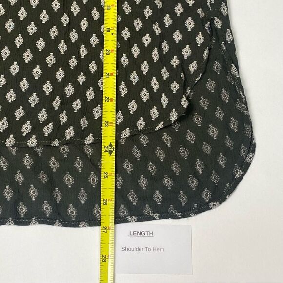 Angie Boho Casual Mixed Media Popover Roll Tab Sleeve Blouse Women's Size Small - Picture 15 of 15